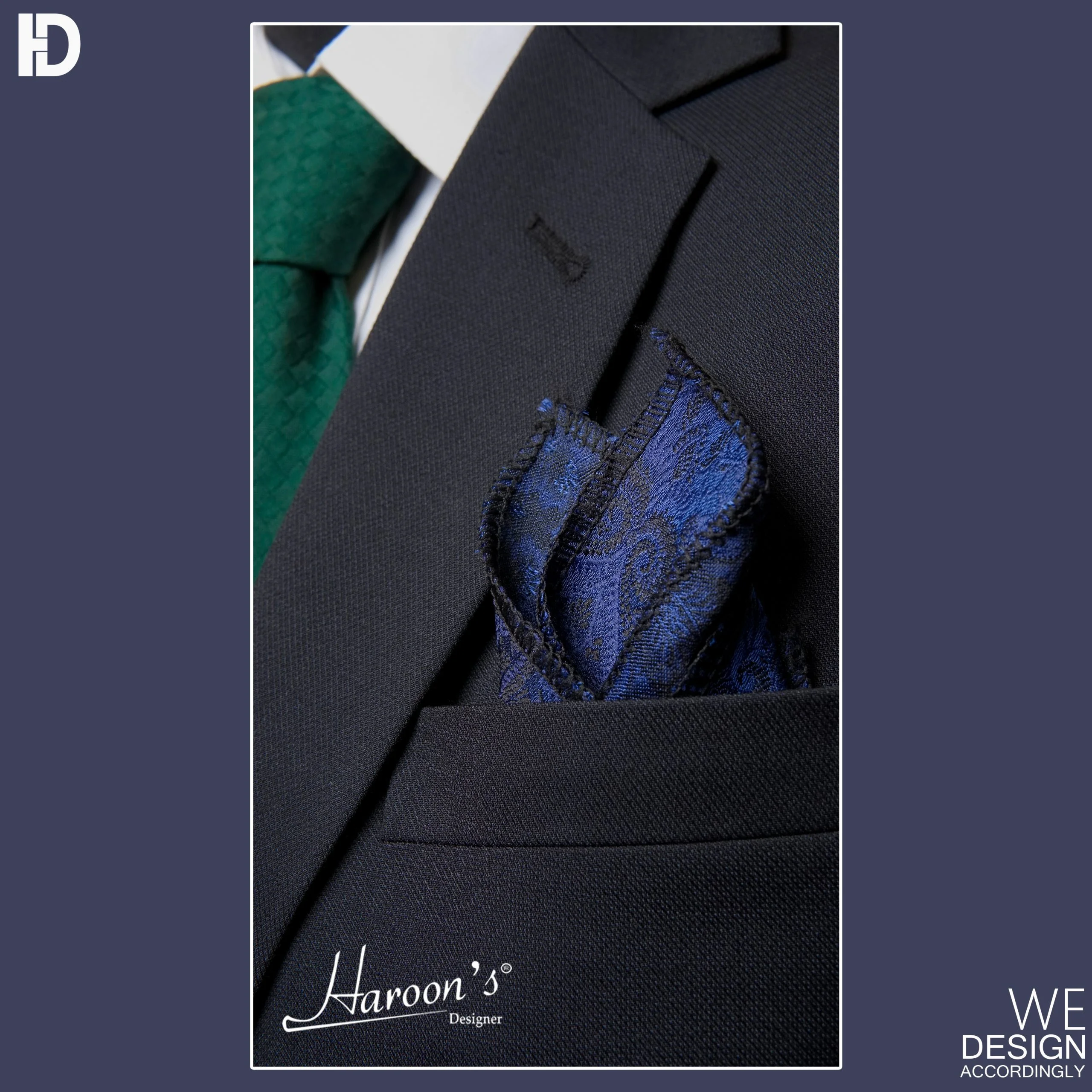 Cobalt Cascade Pocket Square